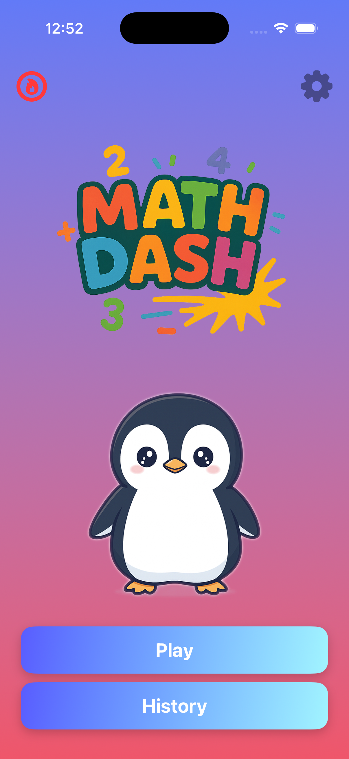 Math Dash Main Menu